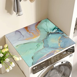 Dricar Washing Machine Cover, 60 x 60 cm, Dryer and Washing Machine Pad, Non-Slip, Absorbent and Quick Drying Washing Machine Cover, Washing Machine Mat with Fashion Pattern (Green)