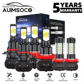 AUIMSOCO 6x For Ford Escape 2018 2019 2020 Faros LED High/Low + Kit de luces antiniebla