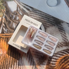 Medium Length Press on Nails White Fake Nails with Designs Glossy Black Dots Full Cover Glitter False Nails Starlit Sky Stars Gold Acrylic Nails Coffin Stick on Nails Silver Glue on Nails for Women