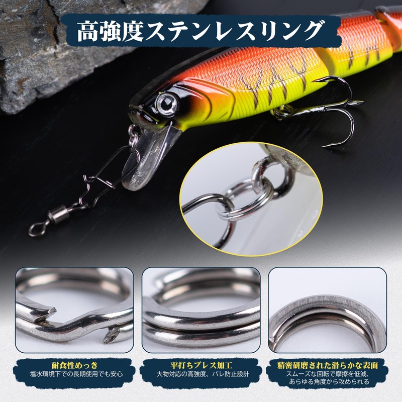 Goture Triple Hook Set, Treble Hooks, Split Ring, Economical, Black,