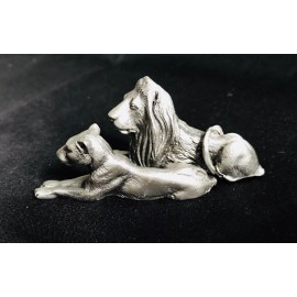 2 Pewter Lion Lioness Noah’s Ark Tiger King the Jungle Statue Figurines D