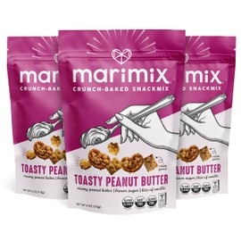 Marimix Snack Mix | Toasty Peanut Butter 3 Pack | Crunch Baked Sweet & Salty Savory Plant Based Naturally Gluten Free Whole Grain Fiber Charcuterie Pretzel Trail Party Mix | No Artificial Ingredients