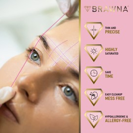BRAWNA 2 Pack Pro Inked Mapping String for Brow and Lip Measuring - Color - Pink and White