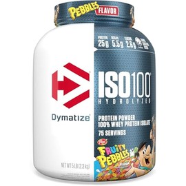 Dymatize ISO 100, Protena Aislada de Suero Hidrolizada, Sabor Fruity pebbles, 2.3 kg, 25 g Protena por Porcin, Sin Gluten, 71 porciones               