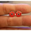 Poppy Earrings - Red Flower Sterling Silver in Premium Box