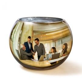 Cubicle Mirror 6" Convex Mirror Vase Cubicle Decor Desk Security Mirror to See Behind You, Stylish Glass Rearview Mirror Monitor and Versatile Utensil Crock, Organizer, Planter, Storage Cup, Gold