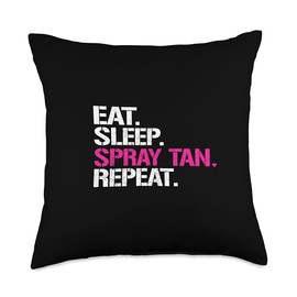 Vintage Eat Sleep Spray Tan Repeat Spray Tan Artist Throw Pillow