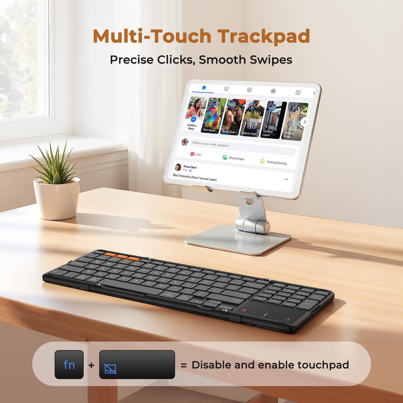 MEETION Foldable Keyboard with Touchpad, Bluetooth Keyboard, Numeric Keypad