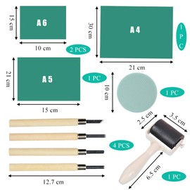 Sctmda Green Lino Print Set of 10 A4 A5 A6 Linoleum Plates Lino Printing Set Soft Rubber Lino Printing Plate Linocut Plates Stamp Rubber Linocut for Print Graphics Crafts DIY