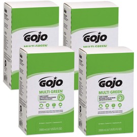 GOJO MULTI GREEN Hand Cleaner Natural Citrus Solvent, 2000 mL, USDA Certified Biobased Product Hand Cleaner with Natural Pumice Refill PRO TDX Push Style Dispenser (Pack of 4) - 7265-04