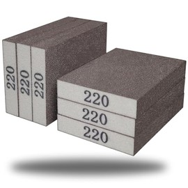 Tonmp - Paquete de 6 esponjas de lijado superfinas de grano 220, lavable y reutilizable, ideal para brochas, brochas, brocha de esponja, lija de madera, lija de metal (grano 220, paquete de 6)