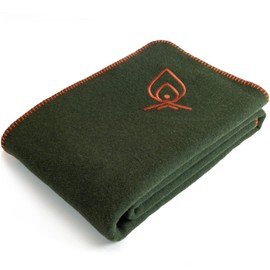 Texas Bushcraft Merino Wool Blanket for Camping, Hiking and Backpacking - Water and Fire Resistant Camp Car Blanket, Fast-Warming and Durable With Double-Stitched Edging (66" x 90")