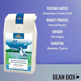 Blue Heron Espresso Nicaragua Selva Negra - Dark - Roasted by Amrita Certified Pure - Whole Bean Coffee - 2 Pound Bag