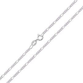 Designer Inspirations Boutique 24" Inch Sterling Silver 1.4 mm Thick Figaro Chain Necklace for Women Men Unisex - Trace/Fine Silver Chain - Ideal for Smaller Pendants - Weight: 2.8 Grams