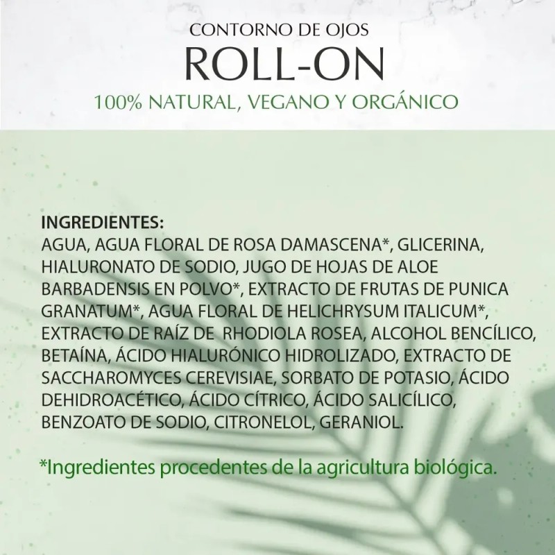 Contorno Ojos Roll-On Marie d'Argan Orgánico con Ácido Hialurónico 15ml