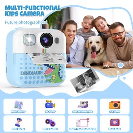 Kids Camera,Toddler Camera Instant Print Toys,1080P Children Printable Camera,Pink Selfie Camera Christmas Birthday Gifts for Girls Boys Age 3-10 with 3 Roller Photo Paper