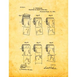 Toilet Paper Roll Patent Print Golden Look (20" x 24") M13113