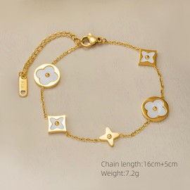 Vbvbip 18K Gold Plated 316L Stainless Steel Bangle Bracelet Collection - 12 Unique Designs + Matching Diamond-Accent Titanium Steel Chain, for Women