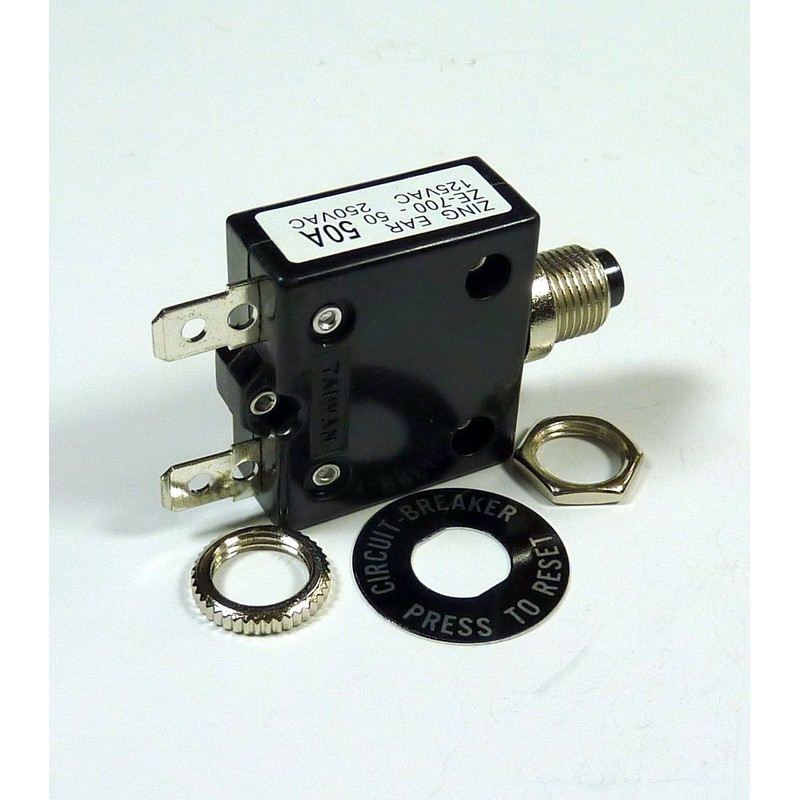 Philmore 50A Push Button Manual Reset Thermal Circuit Breaker 50V