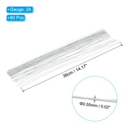 PATIKIL 24 Gauge 14" Floral Stem Wire, 80 Pcs Paper Wrapped Iron Artificial Flower Stem Accessories for DIY Bouquet Stem and Craft Decoration, White