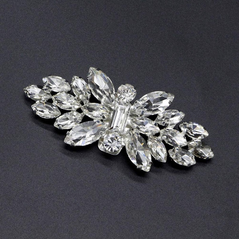TENDYCOCO 1 Pair Shoe Buckle Rhinestone Crystal Shoe Clip Silver