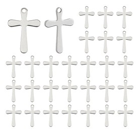 DICOSMETIC Pack of 200 Mini Cross Charm Stainless Steel Pendants Small Cross Pendant Religious Crosses Pendant Blank Cross Pendant Cute Small Pendant for Jewellery Making, Stainless Steel
