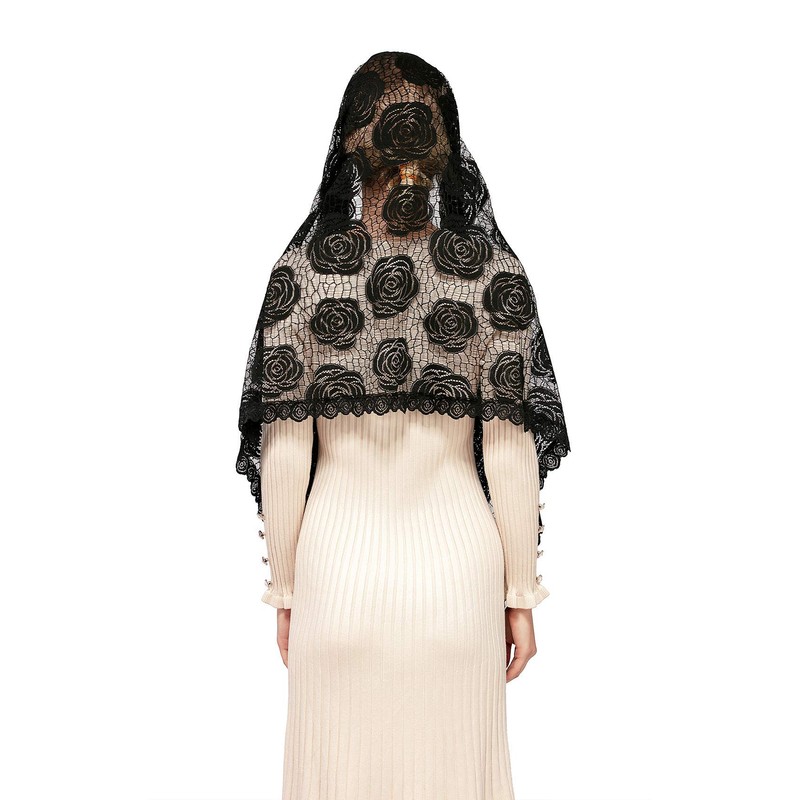 Wgior Rose Rectangular Chapel Veil Scarf Catholic Church Veils Mantilla