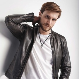 COAI Men's Necklace with Retro Arrow Pendant, Obsidian, Obsidian