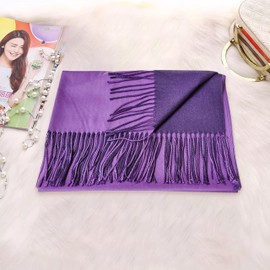 Foresters European Fashion Reversible Scarf for Women | Pure Cashmere Lightweight Reversible Cashmere Scarves/Shawls (Double-sided) -Purple & Dark Purple