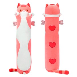 Mewaii Long Cat Plush Body Pillow, 44” Cute Pink Cat Stuffed Animals Soft Plushies, Kitten Plush Throw Pillow Doll Toy Gift for Girlfriend