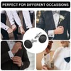 FELYSIK Black Cufflinks for Men, Round Silky Tuxedo Shirts Cufflinks