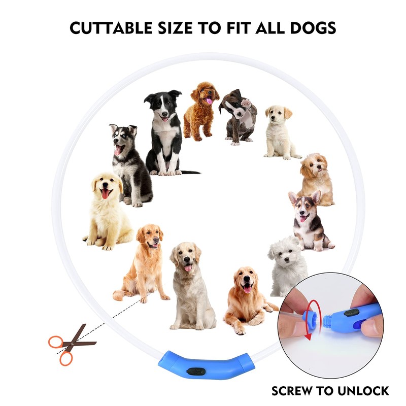 NOVKIN LED Dog Collar, Rechargeable Light Up Dog Collars,IP67 Waterproof