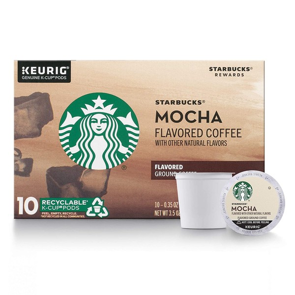 Starbucks Flavored K-Cup Coffee Pods — Mocha Caffè Latte for Keurig Brewers — 1 box (10 pods)