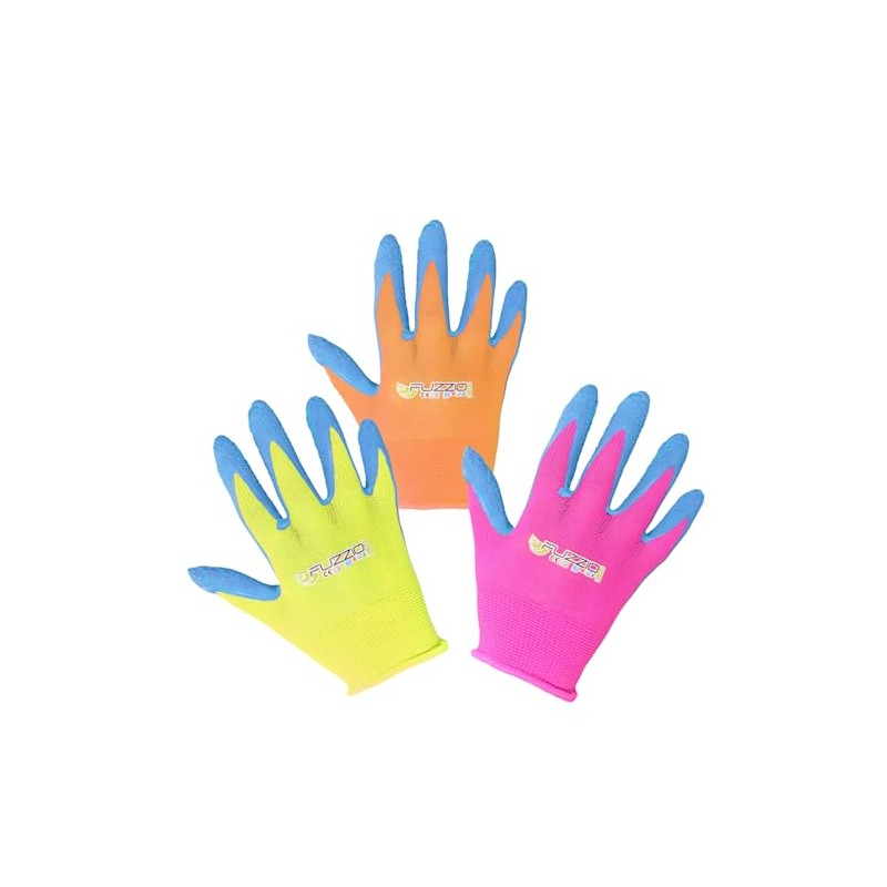 FUZZIO 12 Pairs (3 Colours) Children's Gloves Work Gloves Latex