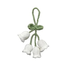 JY JUYU Car Decoration Car Mirror Hanging Accessories,Cute Car Accessories for Women,Bellflower Hand Knitted Car Pendant (white)
