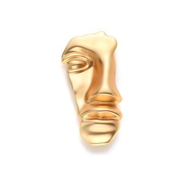 Vintage Mask Brooch Minimalist Metal Figure Face Pin for Women Men-gold