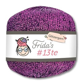 Frida's Wollhaus Frida's 25 g #13te Glitter Yarn, Crochet Yarn, Effect Yarn, Metallic Crochet Knitting Wool Yarn, 18 Colours (1342 | Purple)
