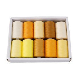 COZENTA Sewing Thread Set of 10 Rolls for Normal Grounds, Approx. 298.4 ft (900 m) Roll (Yellow)