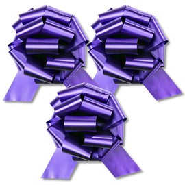 Large Purple Bow for Easter Basket - InstaBows 3 Pack Pull Bows for Gift Wrapping & Baskets, 8 Inch Perfect Large Gift Bow for Birthdays, Holidays, Special Occasions, Easy to Assemble