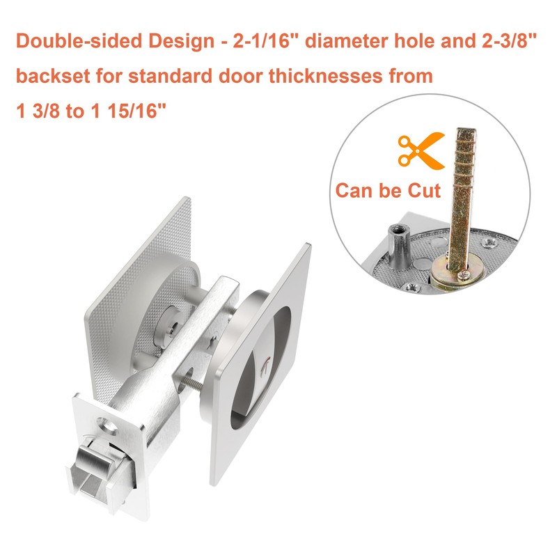Pocket Door Lock Indicator Lock Flush Handles Latch Privacy Bed/Bath