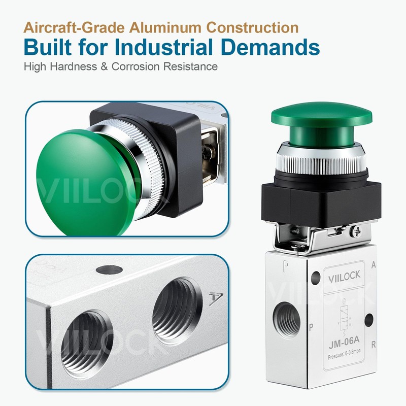 VIILOCK Pneumatic Mechanical Valve, 1/4” NPT 3 Way 2 Position