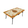 Fitted Tablecloth for 6 ft Table,Thanksgiving Turkey Orange Pumpkin Fall