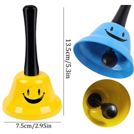 Pack of 4 Hand Bell, Reception Bell, Stainless Steel Chrome Bell Kitchen Bells, Hand Bell for Restaurant, Kitchen, Hotel, Wedding Party, Christmas Party, Costume Party, Festival