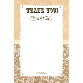30 Brown Burlap Design Blank Thank You Cards Bridal Wedding Shower Birthday Party + 30 White Envelopes