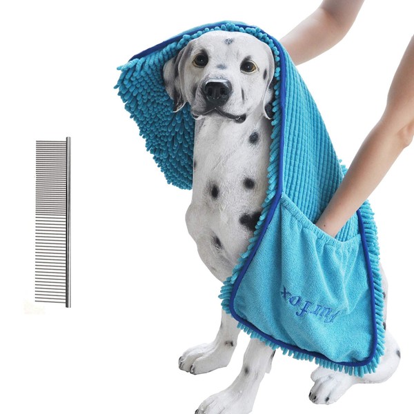 Furfox Absorbent Dog Towel, Microfiber Quick Drying Towel Machine Washable