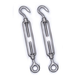 2Pcs 316 Stainless steel turnbuckle rigging screw hook to eye M5 M6 M8 tension adjuster A4 marine grade… (M8)