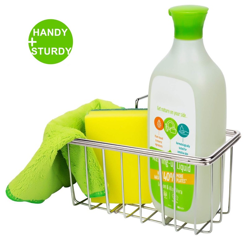 JIANYI Kitchen Sponge Holder, Stainless Steel Sink Caddy Organizer, Rustproof