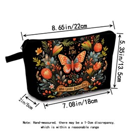 MoCaliduccious Butterfly Flower Makeup Bag for Women Travel Cosmetic Organizer Bag Teacher Appreciation Gifts Small Zipper Toiletry Bag A girl who loves butterflies