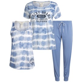 Lucky Brand Women’s Pants Set – 3 Piece T-Shirt, Tank, Top, and Jogger Pants – Casual Everyday Loungewear for Women (S-XL), Ocean Tie Dye, L