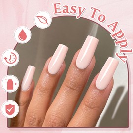 EternalClassic Nude Medium Press on Nails Square, Glossy Square Press on Nails Medium Fake Nails with Glue, 120pcs Acrylic Nails Press ons Full Cover False Nails
